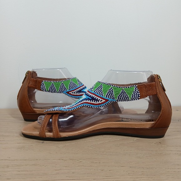 Pikolinos Sandals Women 9 Boho Beaded Leather Strappy Wedge Festival Bohemian - Picture 3 of 10